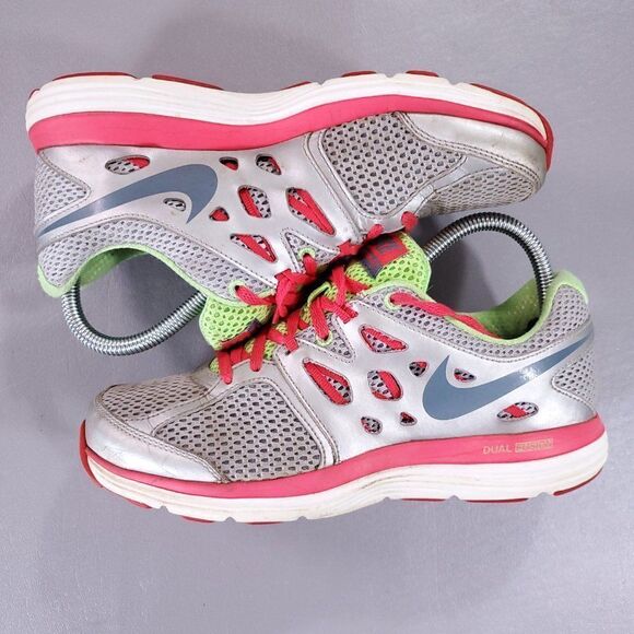 Nike Dual Fusion Lite Running Shoe Womens 7 Gray Neon Green Athletic Gym Sneaker - Picture 9 of 13